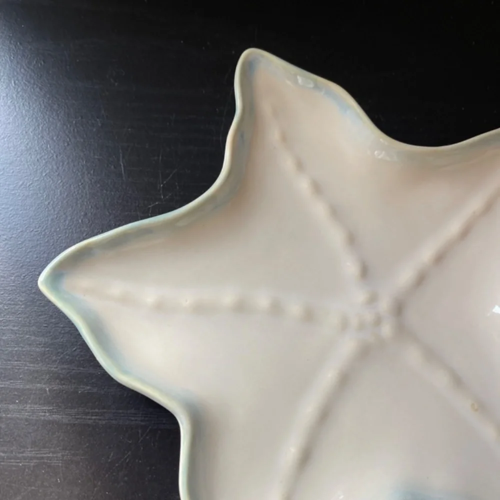Shoreline Collection Starfish Ceramic Dish Coastal Beach Decor Ivory Star Plate